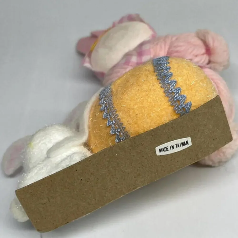 Felt Yarn Bunny Girl Doll Easter‎ Decoration Mid Century Taiwan Vintage